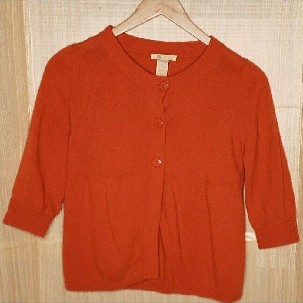Tulle Womens Orange Wool Blend Cardigan Sweater Large